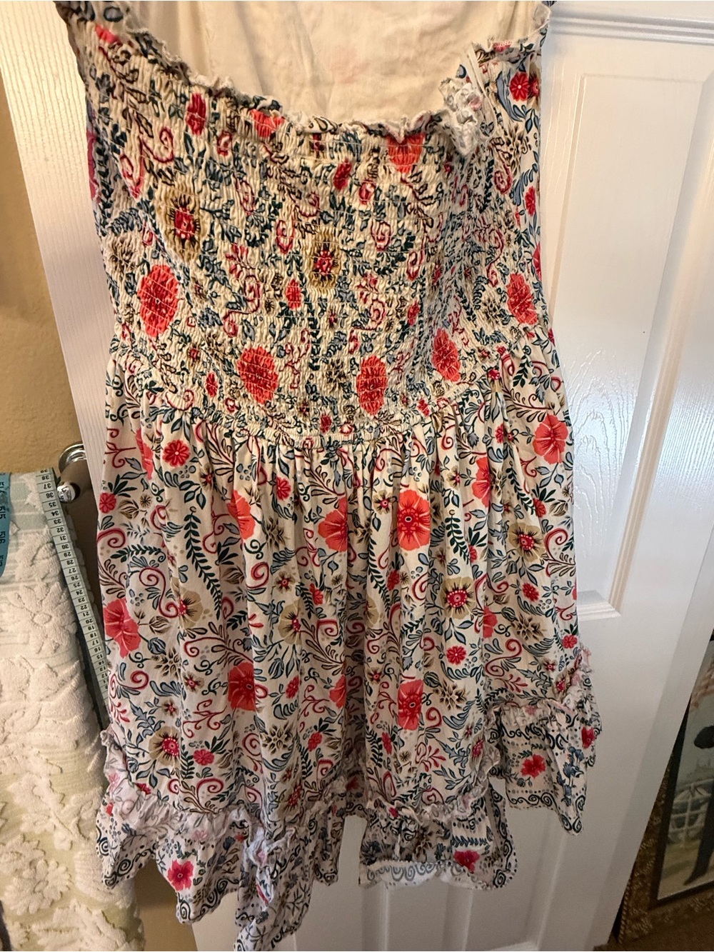 Anthropologie Forever that Girl Tiered Mini with Pink & Blue Floral - Picture 2 of 8
